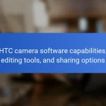 HTC camera software capabilities, editing tools, and sharing options