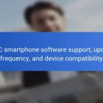 HTC smartphone software support, update frequency, and device compatibility
