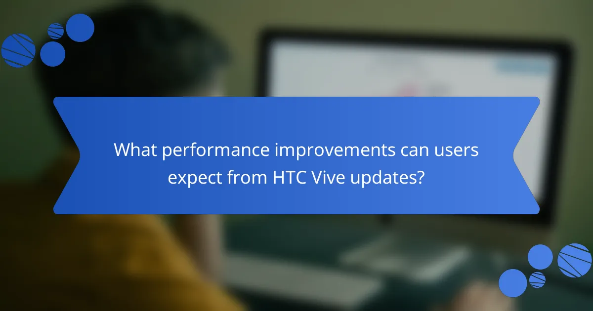 What performance improvements can users expect from HTC Vive updates?
